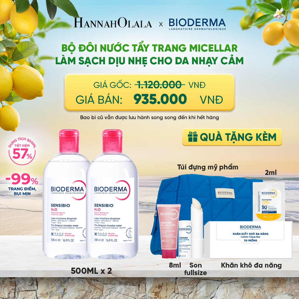  BỘ ĐÔI NƯỚC TẨY TRANG MICELLAR LÀM SẠCH DỊU NHẸ CHO DA NHẠY CẢM 