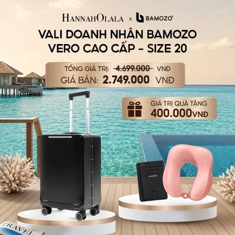  VALI DOANH NHÂN BAMOZO VERO KHUNG NHÔM CAO CẤP (TẶNG VÍ THẺ DA CARD HOLDER BAMOZO, GỐI CHỮ U ĐỠ CỔ)_ D755 