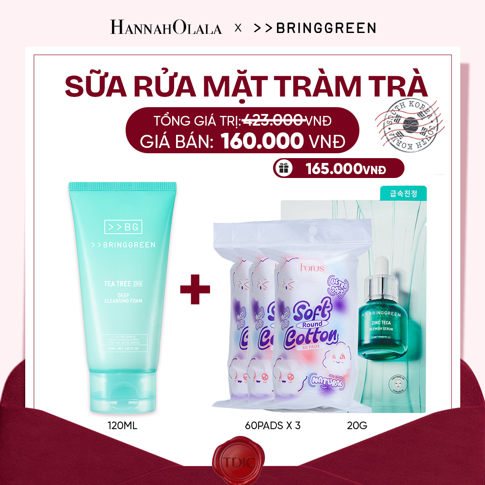  SỬA RỬA MẶT TRÀM TRÀ BRING GREEN TEA TREE CICA DEEP CLEANSING FOAM 120ML_M39 