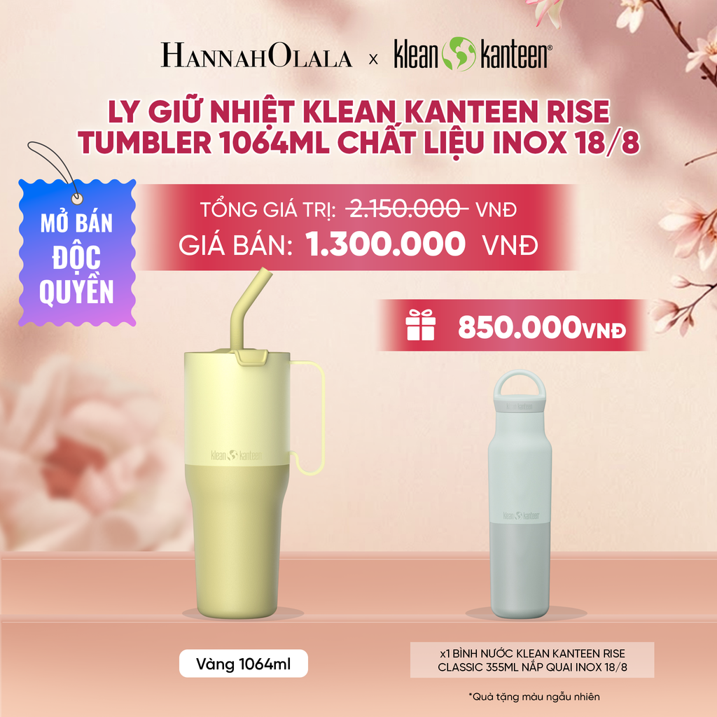  LY GIỮ NHIỆT KLEAN KANTEEN RISE TUMBLER 1064ML ỐNG HÚT GẬP CHẤT LIỆU INOX 18/8 