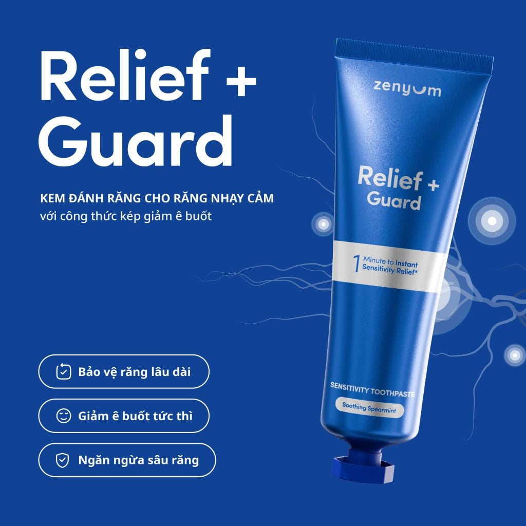  COMBO 2 KEM ĐÁNH RĂNG CHO RĂNG NHẠY CẢM ZENYUM RELIEF + GUARD SENSITIVITY 100G - A424 