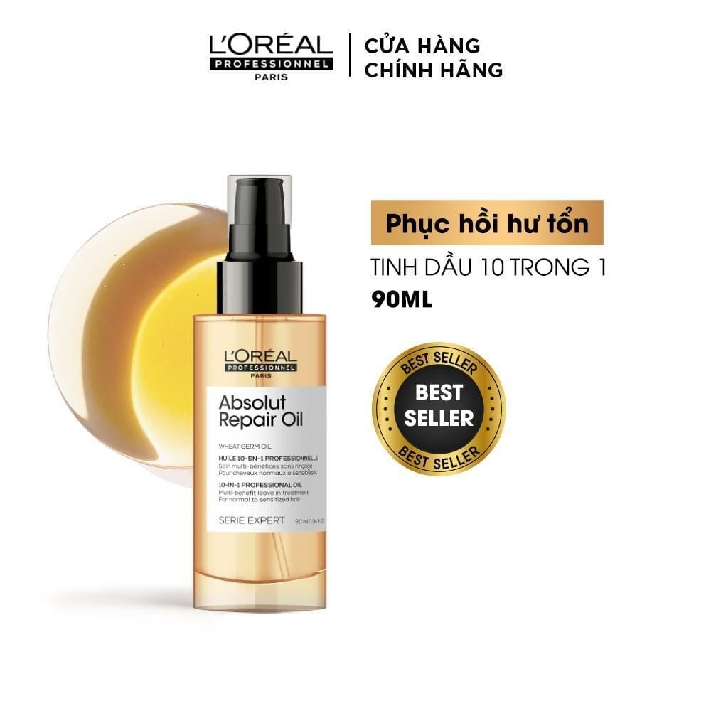  TINH DẦU ĐA NĂNG PHỤC HỒI TÓC HƯ TỔN TOÀN DIỆN 10 TRONG 1 L'ORÉAL PROFESSIONNEL SERIE EXPERT ABSOLUT REPAIR GOLD 90ML - D15 