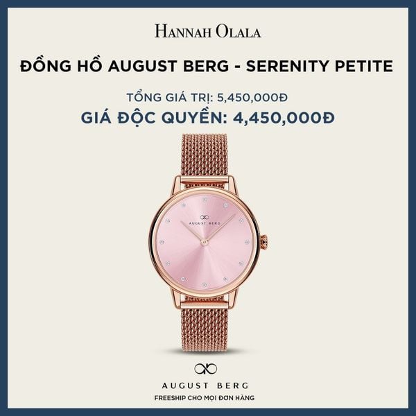 A1_DEAL 161: ĐỒNG HỒ ĐAN MẠCH AUGUST BERG - SERENITY PETITE - MẶT HỒNG - DÂY MÀU ROSE GOLD 