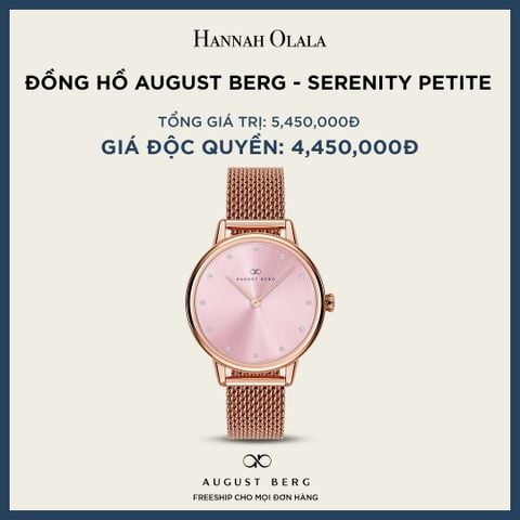  A1_DEAL 161: ĐỒNG HỒ ĐAN MẠCH AUGUST BERG - SERENITY PETITE - MẶT HỒNG - DÂY MÀU ROSE GOLD 