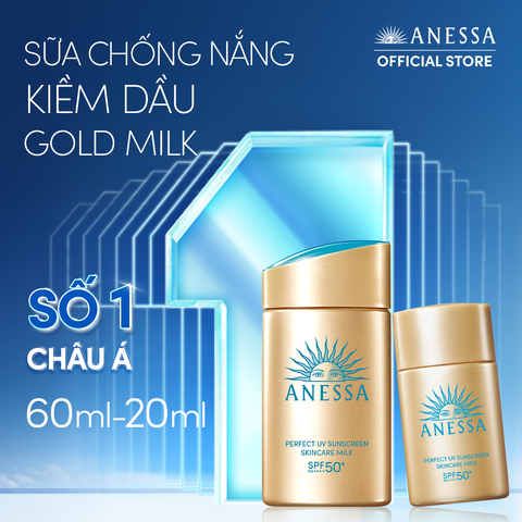  [FLASHSALE] COMBO SỮA CHỐNG NẮNG DƯỠNG DA KIỀM DẦU BẢO VỆ HOÀN HẢO ANESSA GOLD MILK SPF50+ PA++++ 60ML + 20ML - DEAL 15 