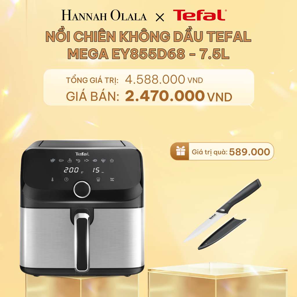  C421_DEAL 1.1: NỒI CHIÊN KHÔNG DẦU TEFAL MEGA EY855D68 - 7.5L 