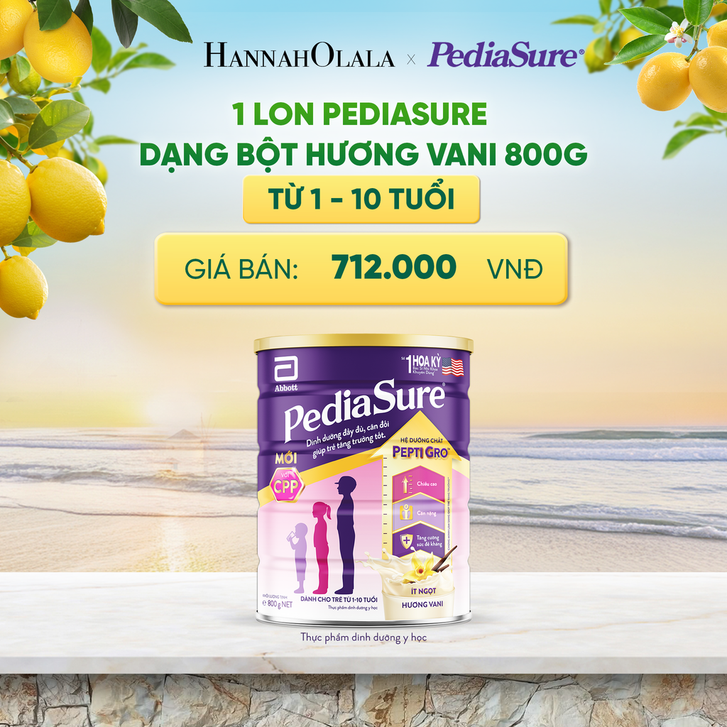  1 LON PEDIASURE DẠNG BỘT HƯƠNG VANI 800G (DÙNG CHO BÉ 1-10 TUỔI) DEAL 1: 