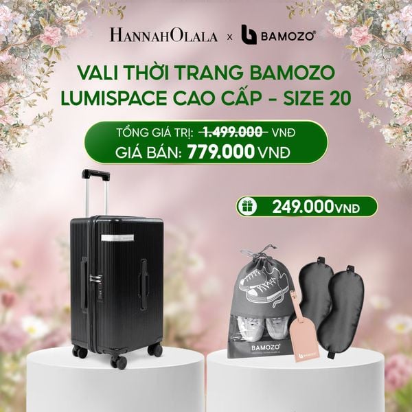  E1545_DEAL 1:  VALI BAMOZO LUMISPACE CAO CẤP (TẶNG BỘ QUÀ GỒM THẺ TAG DA CHỐNG THẤT LẠC, 2 BỊT MẮT LỤA SATIN, TÚI ĐỰNG GIÀY XÁM) 