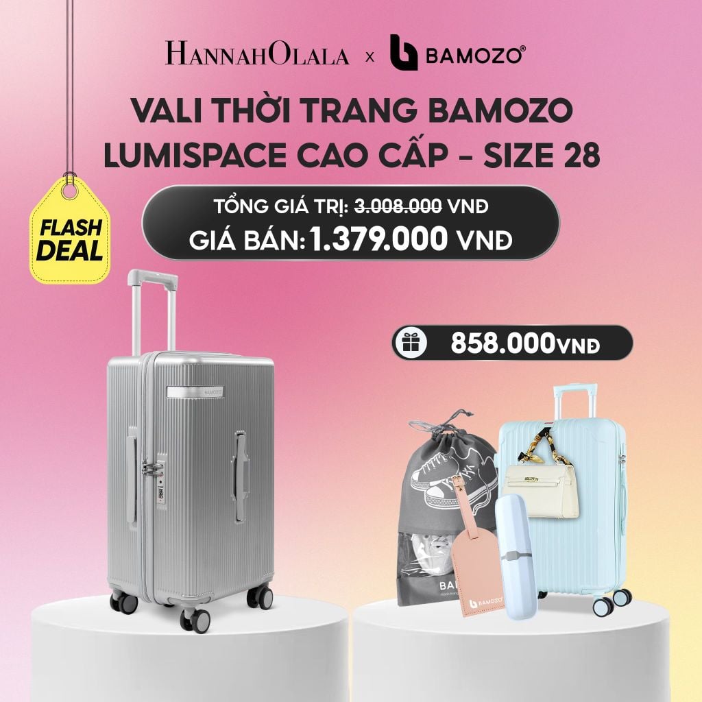  VALI BAMOZO LUMISPACE CAO CẤP (TẶNG VALI BAMOZO 8801C + TẶNG TAG DA CHỐNG THẤT LẠC, HỘP BÀN CHẢI, TÚI ĐỰNG GIÀY XÁM)_ A2264 