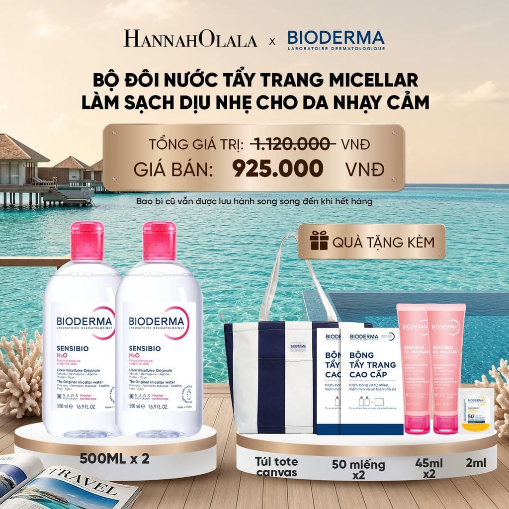  BỘ ĐÔI NƯỚC TẨY TRANG MICELLAR LÀM SẠCH DỊU NHẸ CHO DA NHẠY CẢM 
