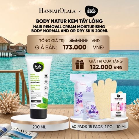  BODY NATUR KEM TẨY LÔNG HAIR REMOVAL CREAM MOISTURISING BODY NORMAL AND OR DRY SKIN 200ML_ D649 