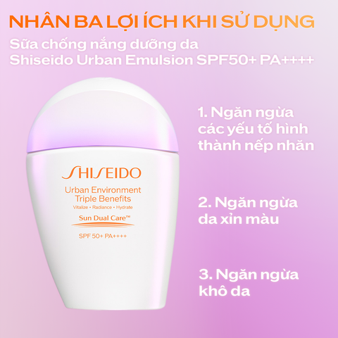  DEAL 5: SỮA CHỐNG NẮNG DƯỠNG DA SHISEIDO GSC URBAN ENVIRONMENT TRIPLE BEAUTY SUNCARE EMULSION SPF50+ PA++++ 30ML 