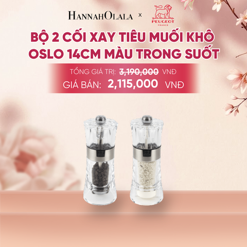  BỘ 2 CỐI XAY TIÊU MUỐI KHÔ OSLO 14CM MÀU TRONG SUỐT - A1052 