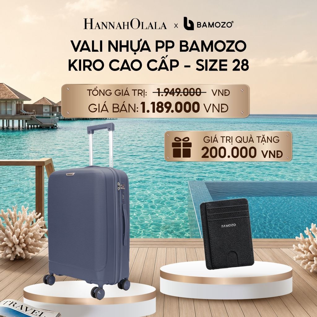  VALI BAMOZO KIRO NHỰA PP CAO CẤP CHỐNG VỠ, CHỐNG RẠCH (TẶNG VÍ THẺ DA CARD HOLDER BAMOZO)_ D1974 
