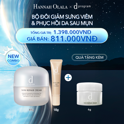  A31_DEAL 13: COMBO KEM DƯỠNG ẨM VÀ PHỤC HỒI DA & KEM TRỊ MỤN D PROGRAM SKIN REPAIR CREAM 45G + ACNE CARE ESSENCE 15G 