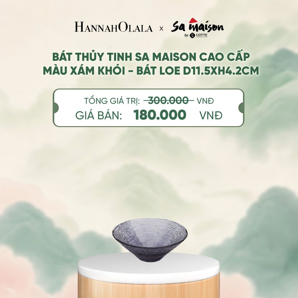  BÁT THỦY TINH SA MAISON CAO CẤP MÀU XÁM KHÓI - DEAL 10 - A1739 