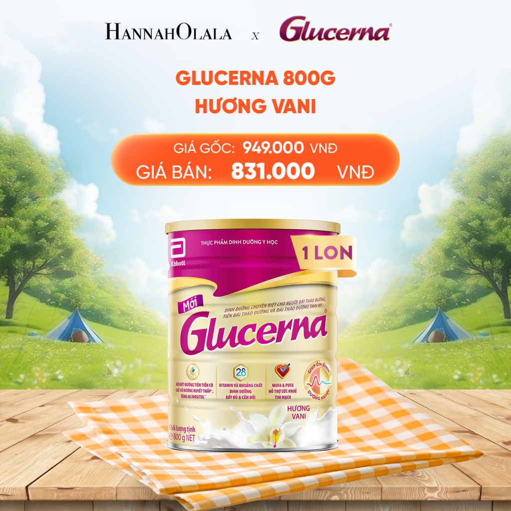  DEAL 1: 1 LON GLUCERNA DẠNG BỘT HƯƠNG VANI 800G 