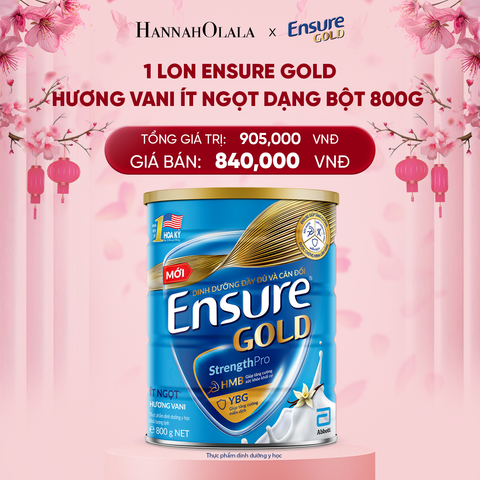  DEAL 2: 1 LON ENSURE GOLD HƯƠNG VANI ÍT NGỌT DẠNG BỘT 800G 