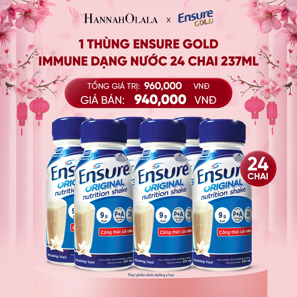  DEAL 14: 1 THÙNG ENSURE GOLD IMMUNE DẠNG NƯỚC 24 CHAI 237ML 