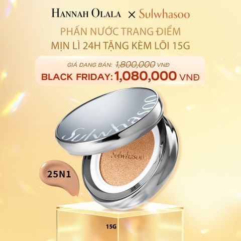  DEAL 1A: PHẤN NƯỚC TRANG ĐIỂM MỊN LÌ 24H (KÈM LÕI THAY THẾ) SULWHASOO PERFECTING CUSHION 15GX2 