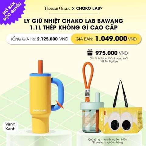  LY GIỮ NHIỆT CHAKO LAB BAWANG 1.1L THÉP KHÔNG GỈ CAO CẤP _ DEAL 3 