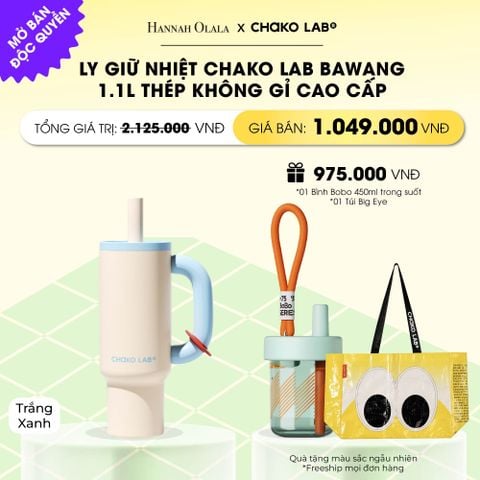  LY GIỮ NHIỆT CHAKO LAB BAWANG 1.1L THÉP KHÔNG GỈ CAO CẤP _ DEAL 3 