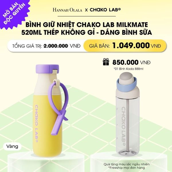  BÌNH GIỮ NHIỆT CHAKO LAB MILKMATE 520ML THÉP KHÔNG GỈ CAO CẤP - DÁNG BÌNH SỮA _ DEAL 6 