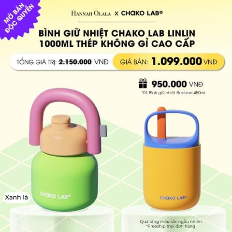  BÌNH GIỮ NHIỆT CHAKO LAB LINLIN 1000ML THÉP KHÔNG GỈ CAO CẤP _ DEAL 1 