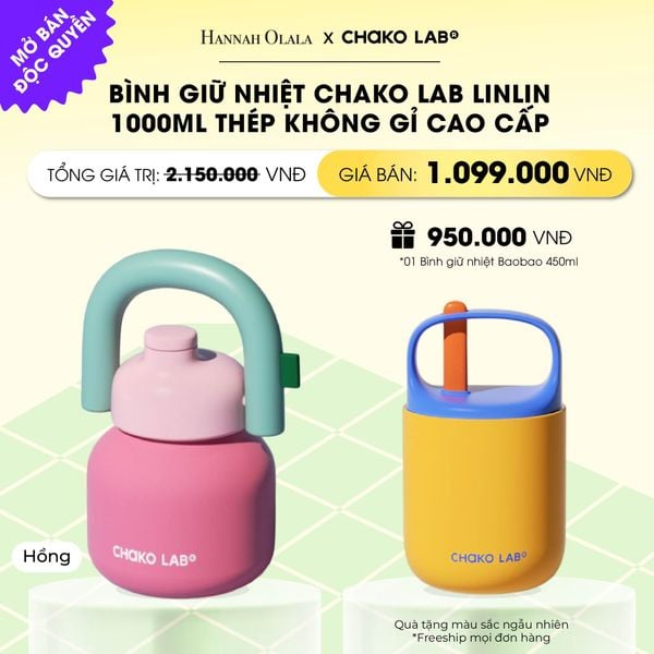  BÌNH GIỮ NHIỆT CHAKO LAB LINLIN 1000ML THÉP KHÔNG GỈ CAO CẤP _ DEAL 1 