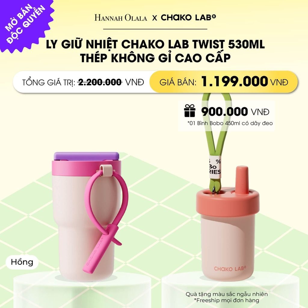  LY GIỮ NHIỆT CHAKO LAB TWIST 530ML THÉP KHÔNG GỈ CAO CẤP _ DEAL 5 