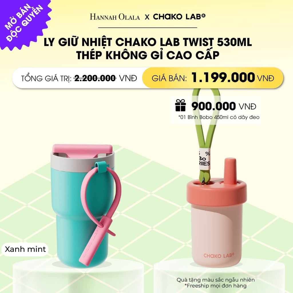  LY GIỮ NHIỆT CHAKO LAB TWIST 530ML THÉP KHÔNG GỈ CAO CẤP _ DEAL 5 