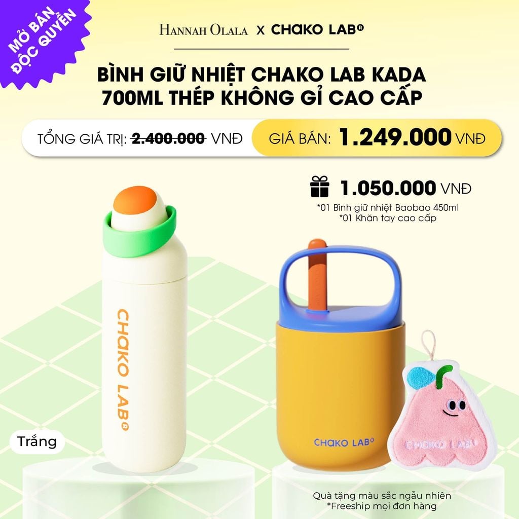  BÌNH GIỮ NHIỆT CHAKO LAB KADA 700ML THÉP KHÔNG GỈ CAO CẤP _ DEAL 8 
