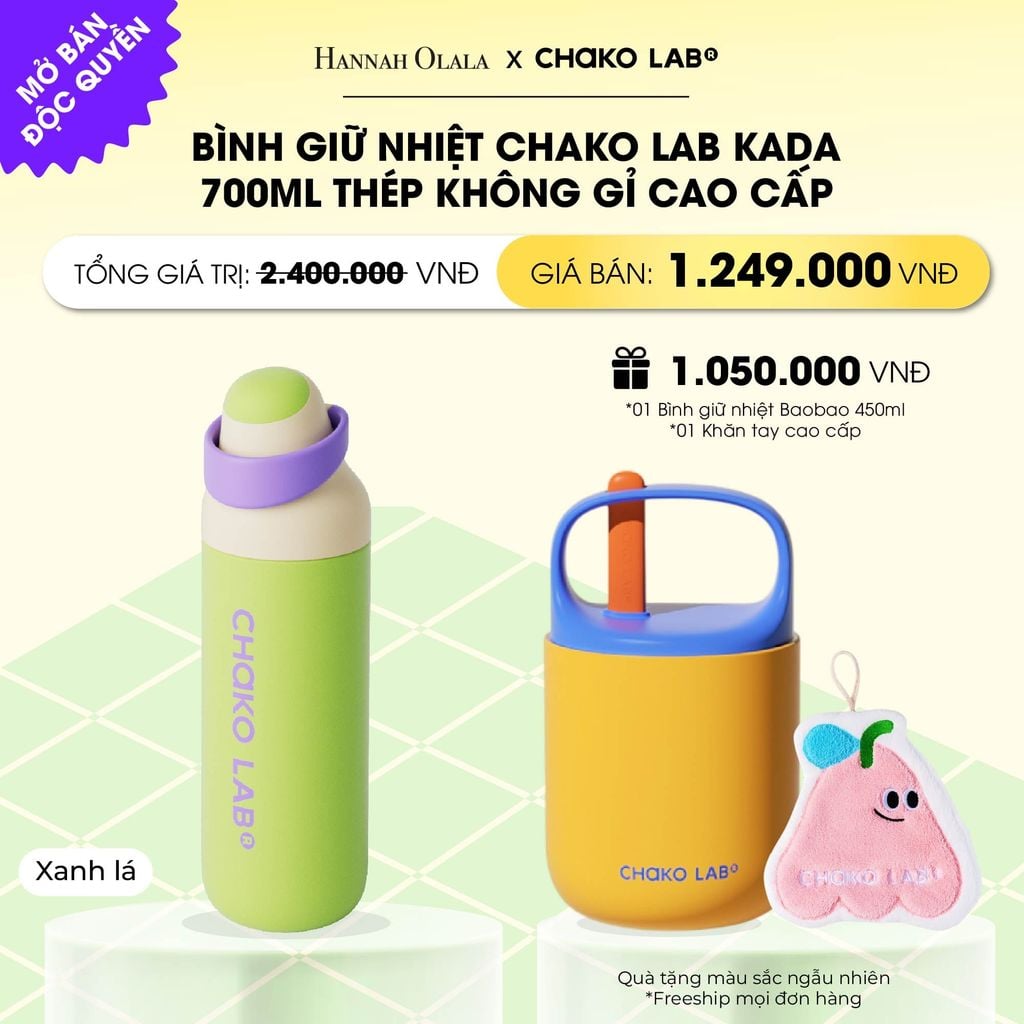  BÌNH GIỮ NHIỆT CHAKO LAB KADA 700ML THÉP KHÔNG GỈ CAO CẤP _ DEAL 8 