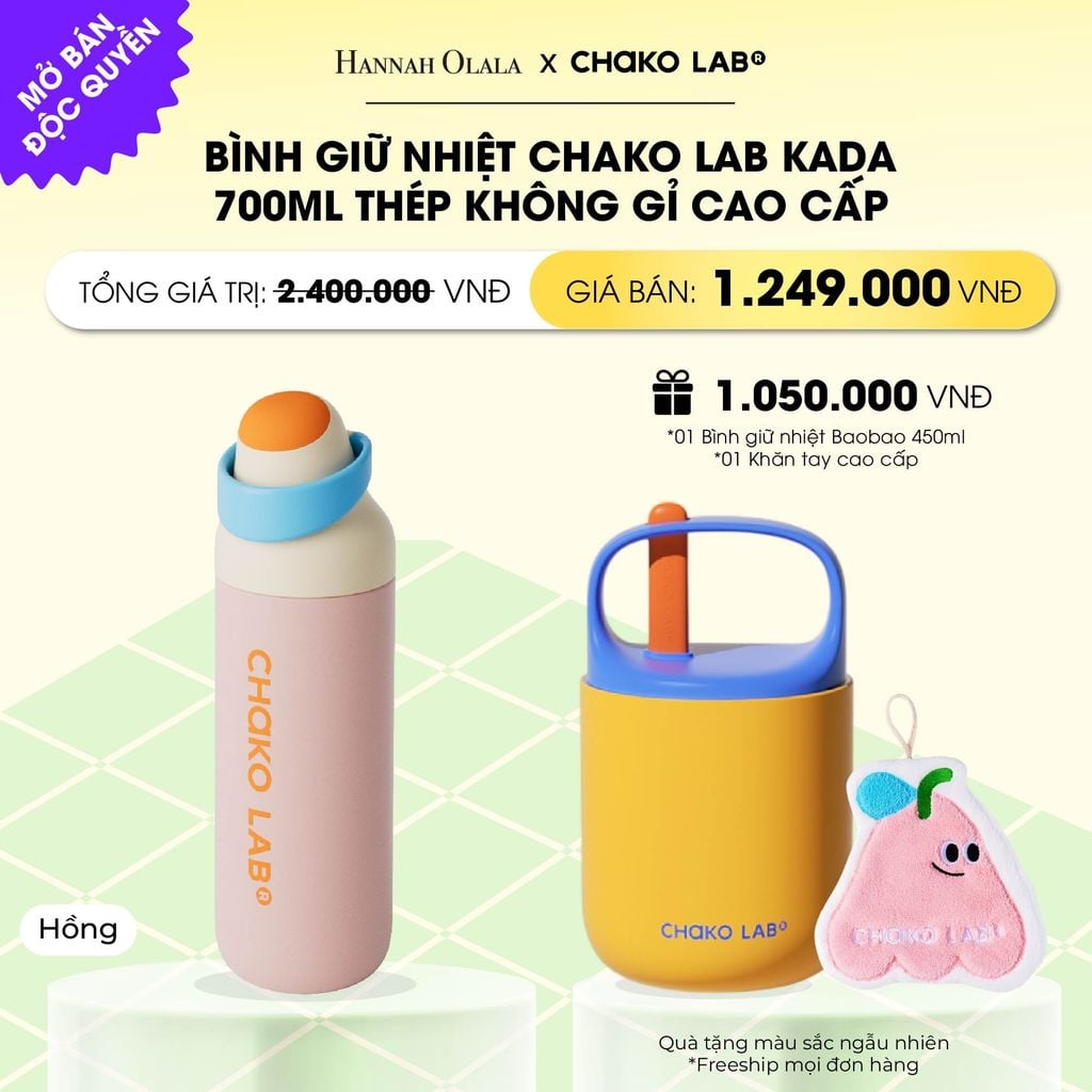  BÌNH GIỮ NHIỆT CHAKO LAB KADA 700ML THÉP KHÔNG GỈ CAO CẤP _ DEAL 8 