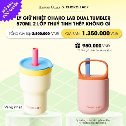  LY GIỮ NHIỆT 2 LỚP (THUỶ TINH/THÉP KHÔNG GỈ) CHAKO LAB DUAL TUMBLER 570ML _ DEAL 10 
