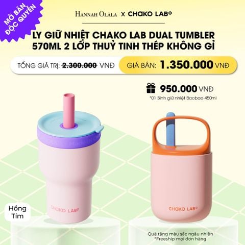  LY GIỮ NHIỆT 2 LỚP (THUỶ TINH/THÉP KHÔNG GỈ) CHAKO LAB DUAL TUMBLER 570ML _ DEAL 10 