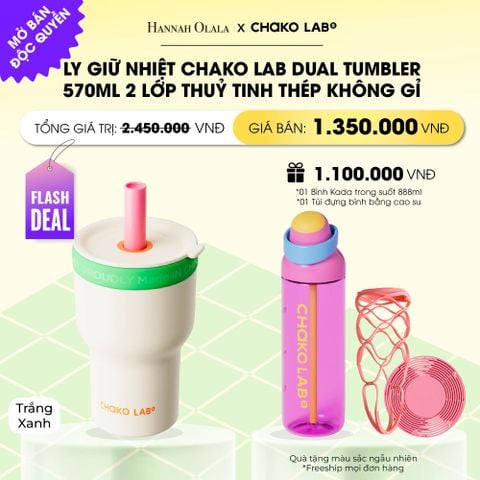  [FLASH DEAL] LY GIỮ NHIỆT 2 LỚP (THUỶ TINH/THÉP KHÔNG GỈ) CHAKO LAB DUAL TUMBLER 570ML _ DEAL 11 