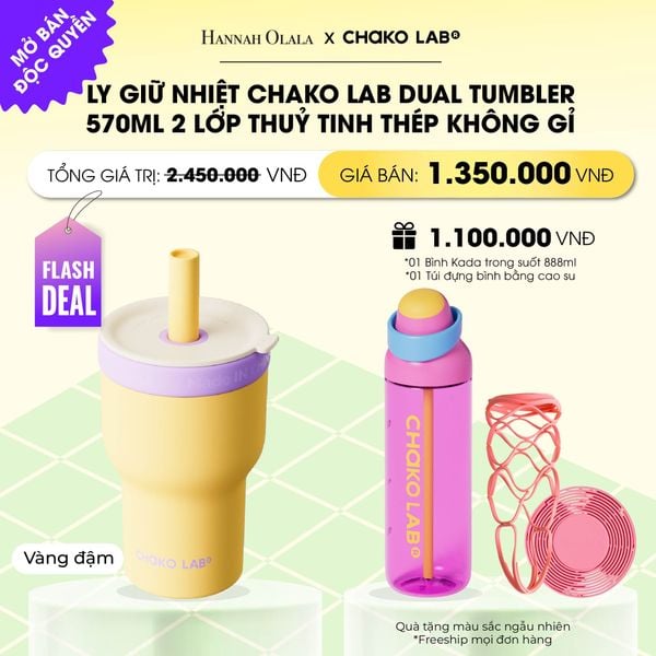  [FLASH DEAL] LY GIỮ NHIỆT 2 LỚP (THUỶ TINH/THÉP KHÔNG GỈ) CHAKO LAB DUAL TUMBLER 570ML _ DEAL 11 