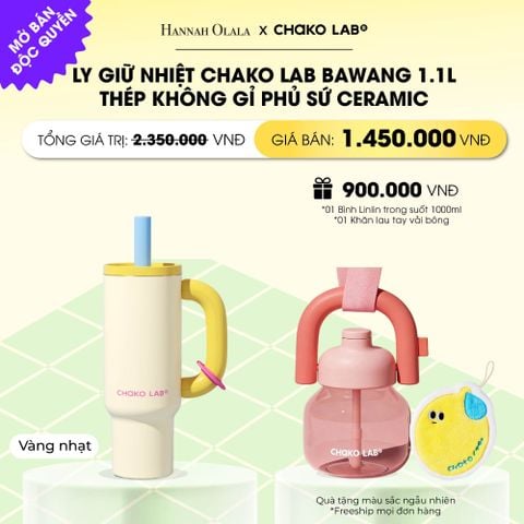  LY GIỮ NHIỆT CHAKO LAB BAWANG 1.1L THÉP KHÔNG GỈ PHỦ SỨ CERAMIC CAO CẤP _ DEAL 4 