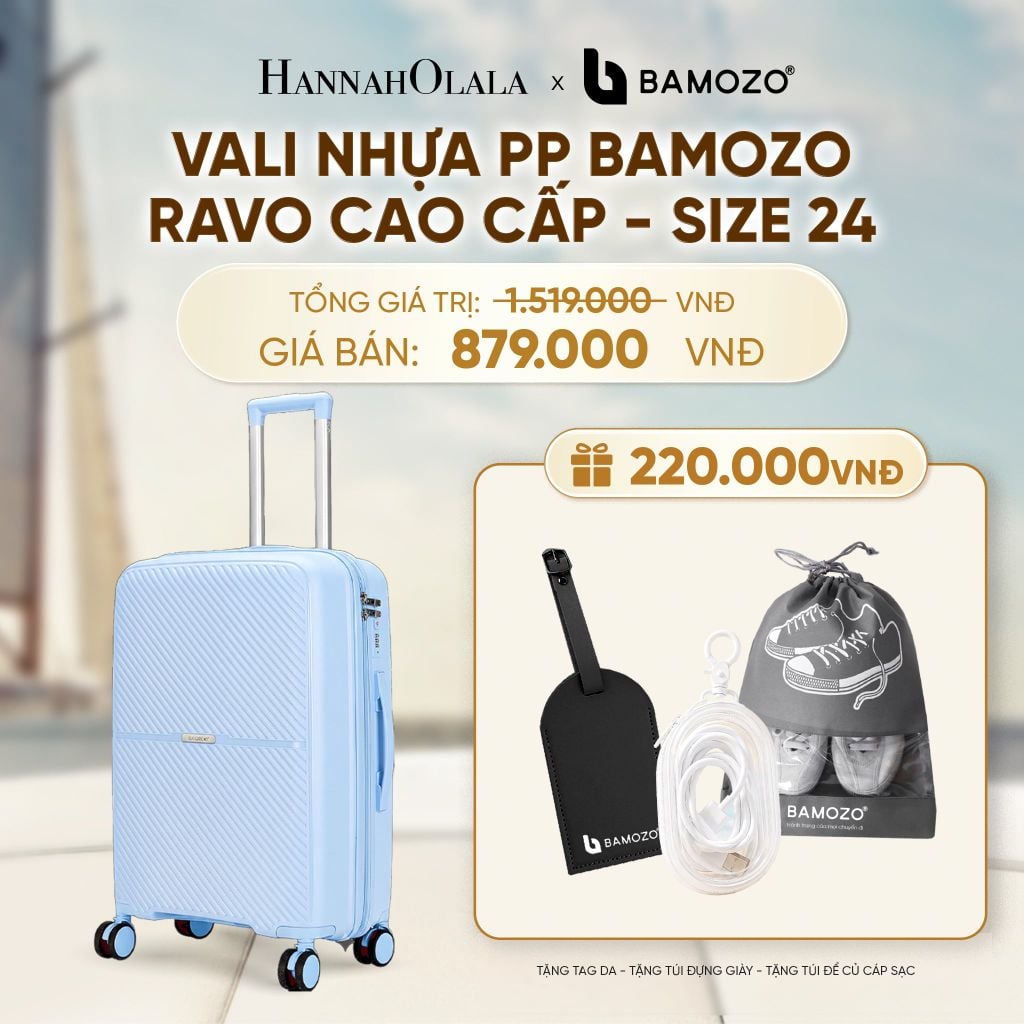  VALI BAMOZO RAVO NHỰA PP CAO CẤP CHỐNG VỠ (TẶNG THẺ TAG DA CHỐNG THẤT LẠC + TÚI ĐỰNG GIÀY XÁM + TÚI ĐỰNG CÁP SẠC) - A2083 