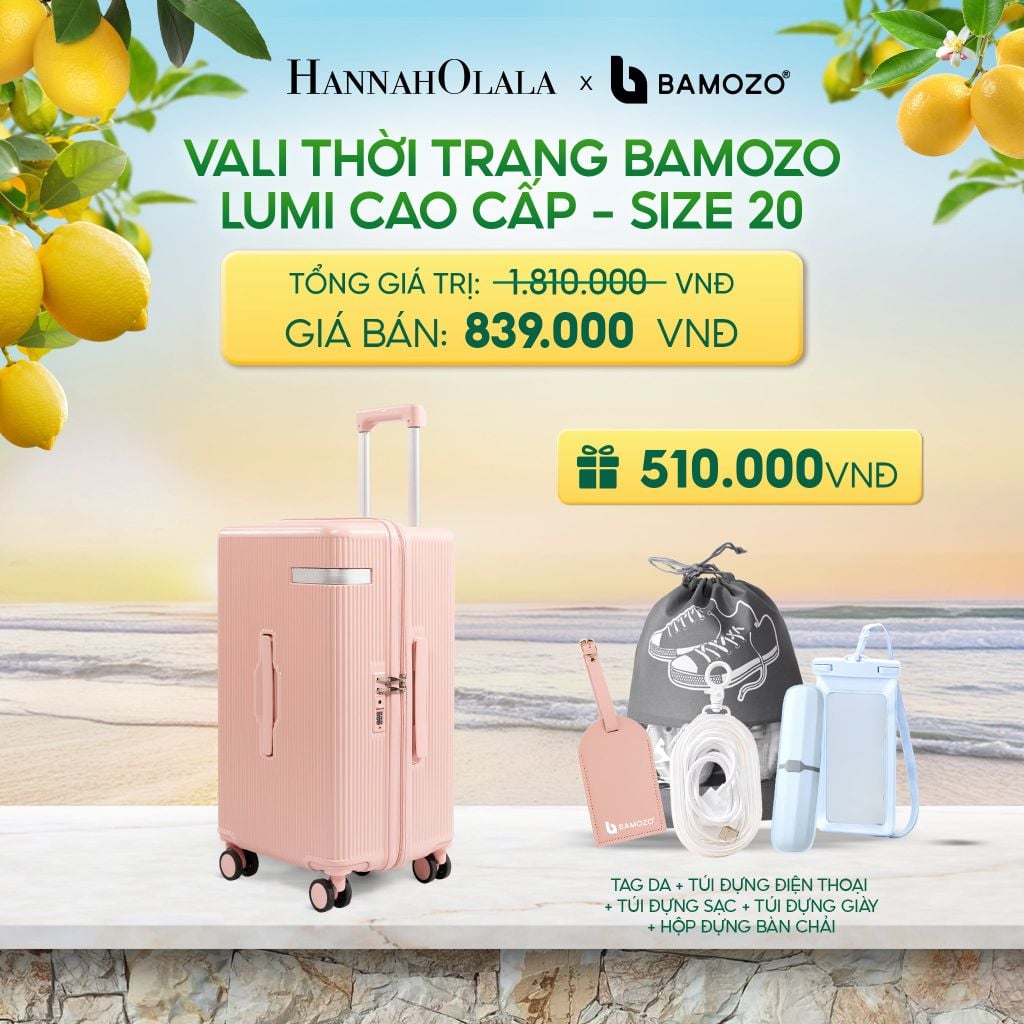  VALI BAMOZO LUMISPACE CAO CẤP (TẶNG TAG VALI DA, TÚI ĐỰNG ĐT CHỐNG NƯỚC, TÚI ĐỰNG CÁP SẠC) - DEAL 1 