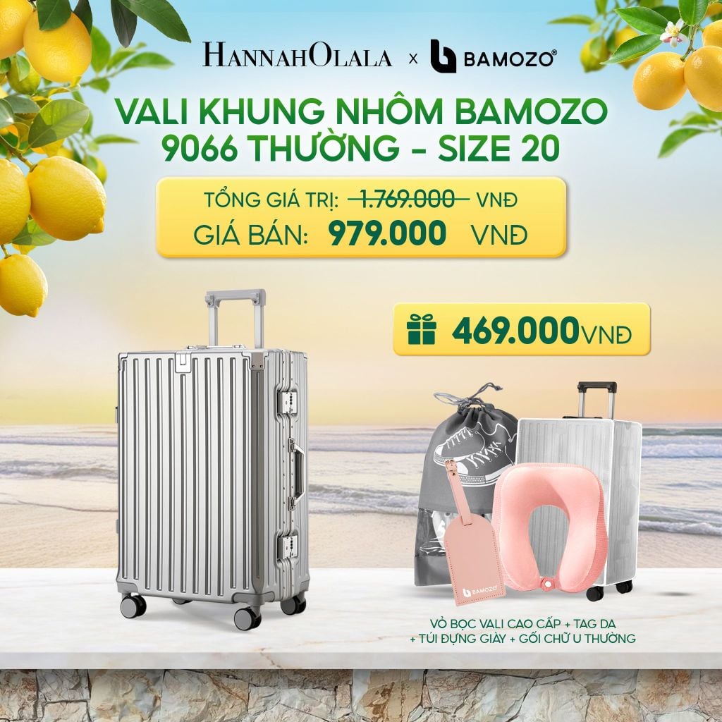  VALI BAMOZO KHUNG NHÔM 9066 BẢN THƯỜNG (TẶNG BỌC VALI TRONG SUỐT + TAG HÀNH LÝ DA) - DEAL 3 - A1212 