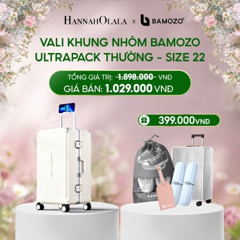  E1491_DEAL 4: VALI BAMOZO KHUNG NHÔM ULTRAPACK CAO CẤP (TẶNG BỌC VALI CC TRONG SUỐT + THẺ TAG DA CHỐNG THẤT LẠC+2 HỘP ĐỰNG BÀN CHẢI + TÚI ĐỰNG GIÀY 