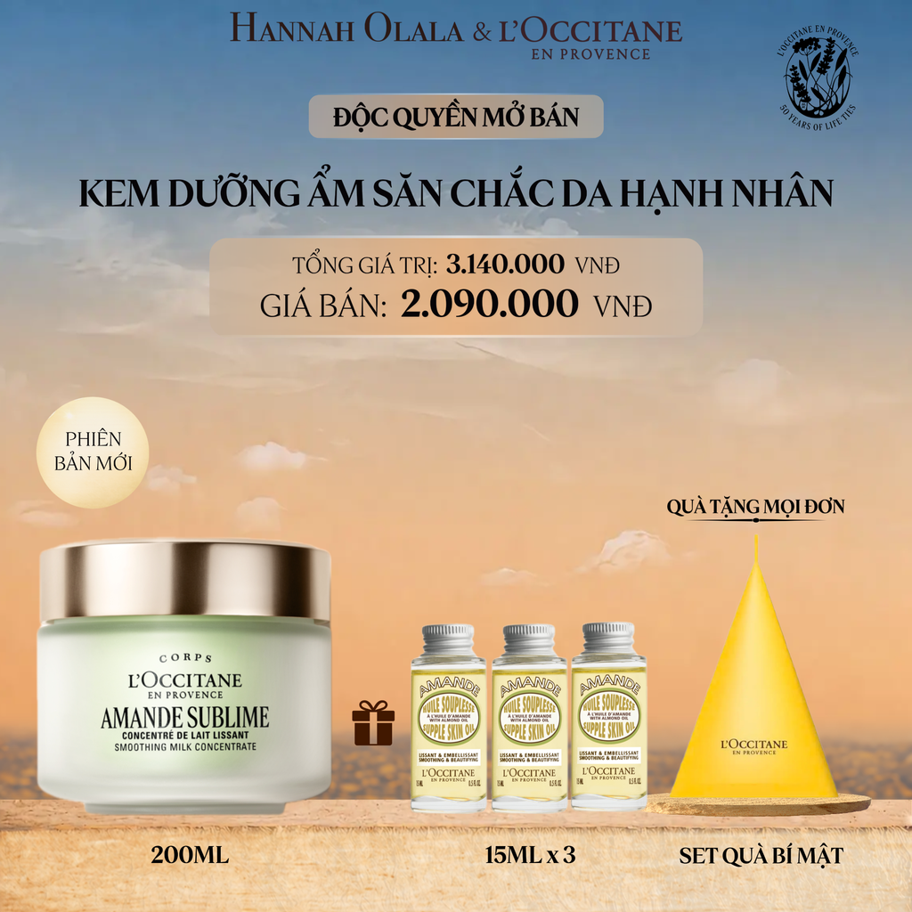  MỚI - KEM DƯỠNG THỂ SĂN CHẮC DA HẠNH NHÂN L'OCCITANE 200ML 