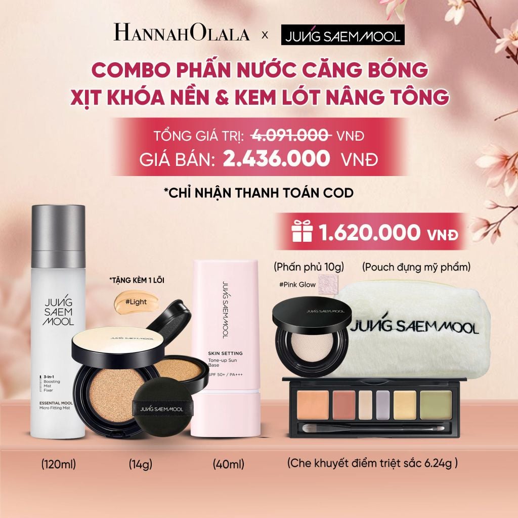  COMBO PHẤN NƯỚC CĂNG BÓNG XỊT KHÓA NỀN & KEM LÓT CĂNG BÓNG - A2215 