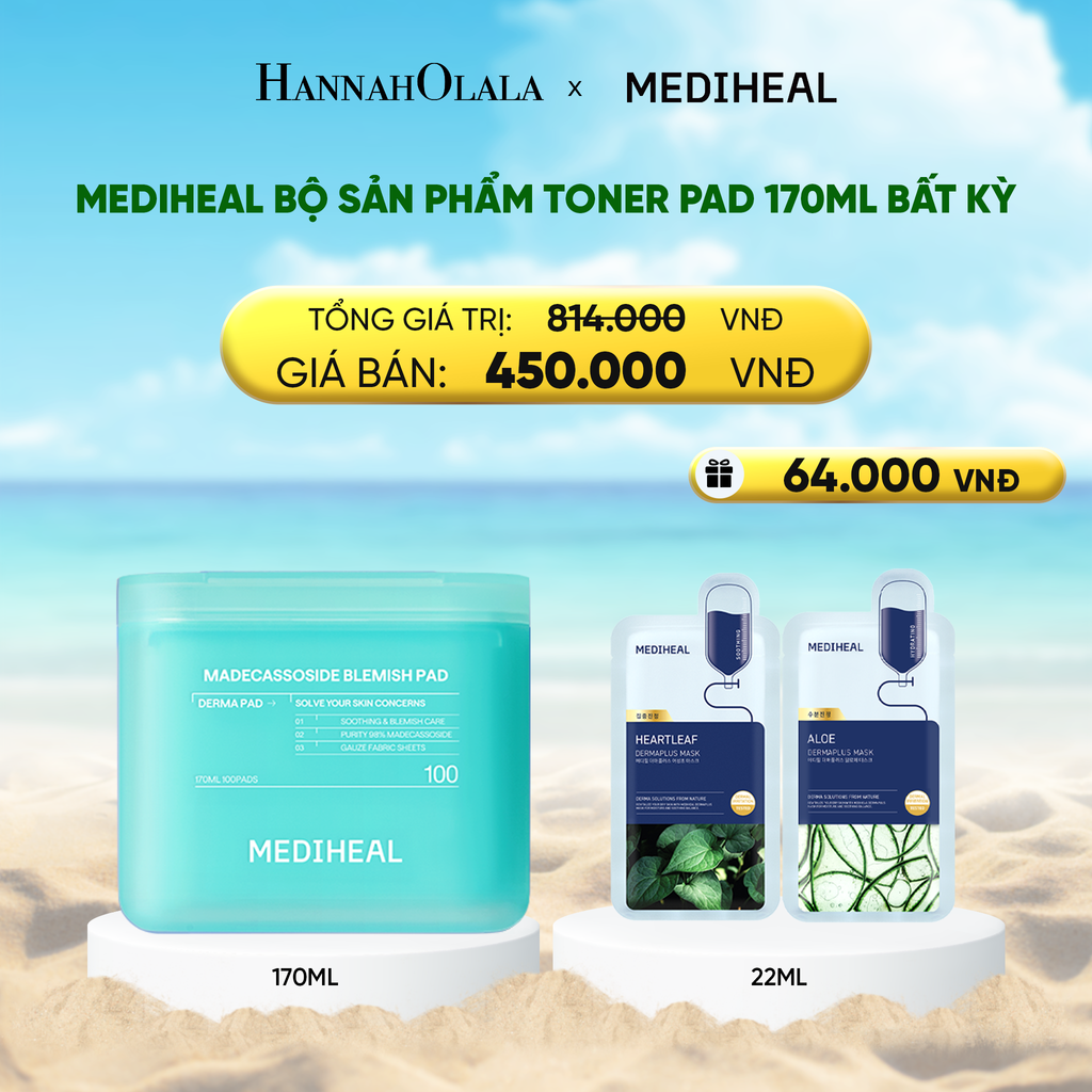  DEAL 2 : MEDIHEAL BỘ SẢN PHẨM TONER PAD 170ML BẤT KỲ 