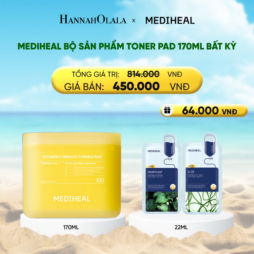  DEAL 2 : MEDIHEAL BỘ SẢN PHẨM TONER PAD 170ML BẤT KỲ 