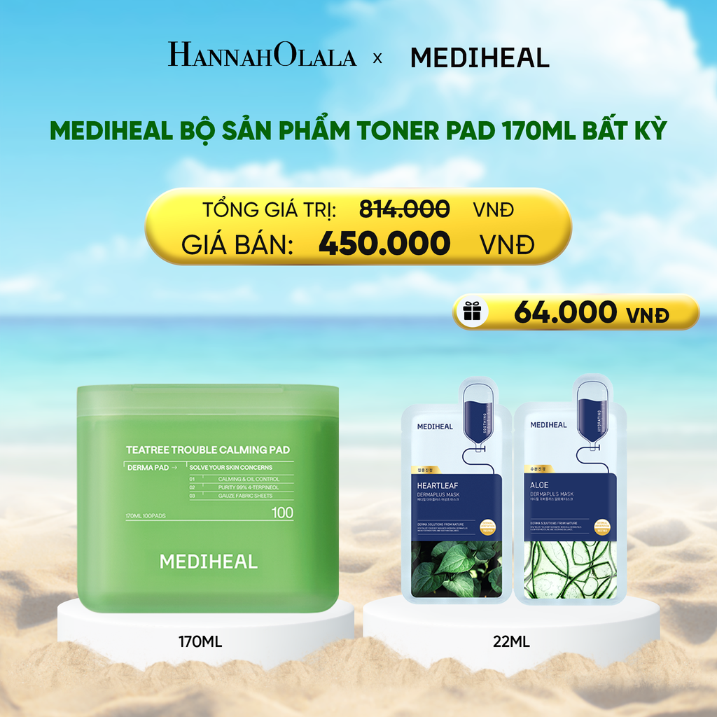  DEAL 2 : MEDIHEAL BỘ SẢN PHẨM TONER PAD 170ML BẤT KỲ 