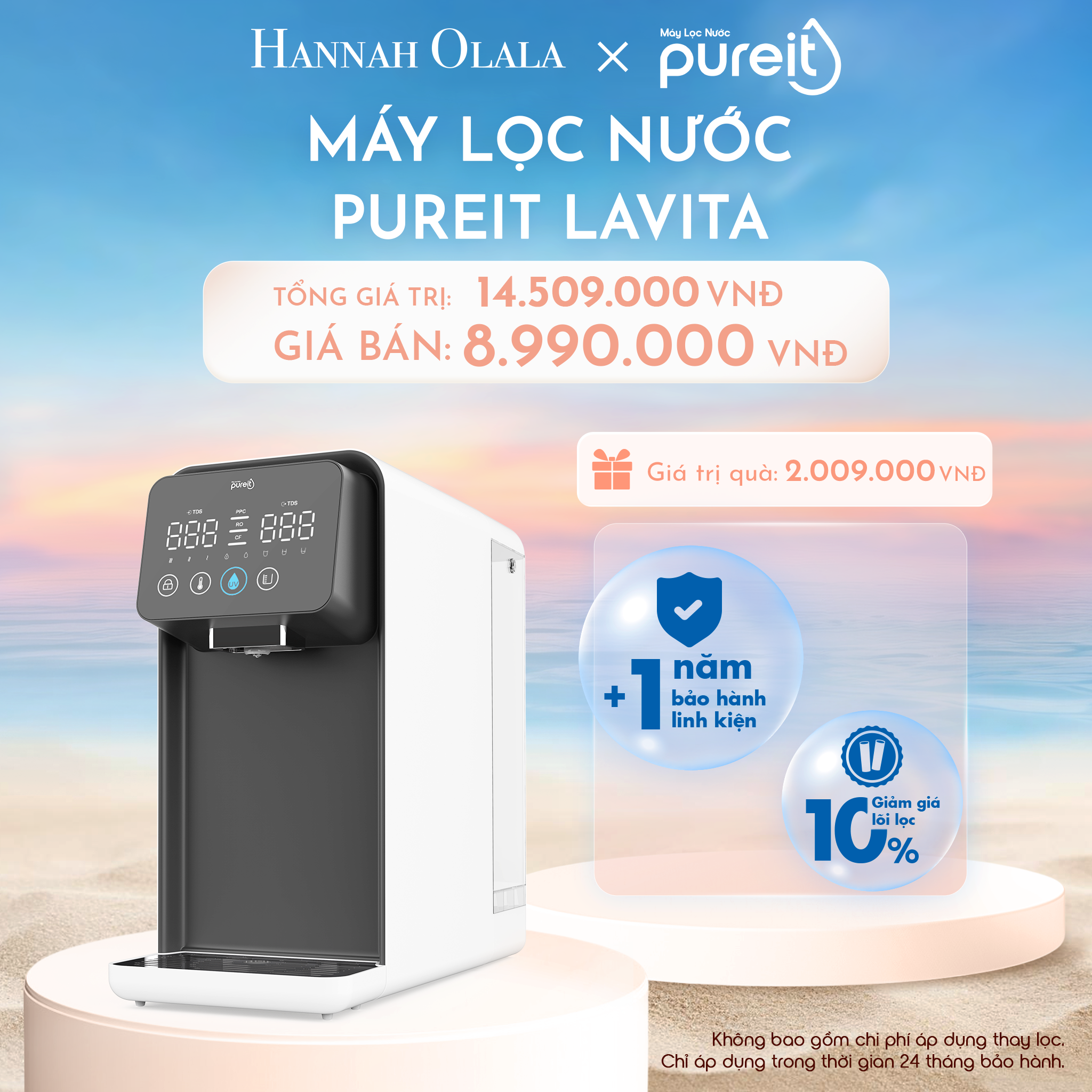  C696_DEAL 2: MÁY LỌC NƯỚC 3 CẤP ĐỘ NÓNG THÔNG MINH PUREIT LAVITA 
