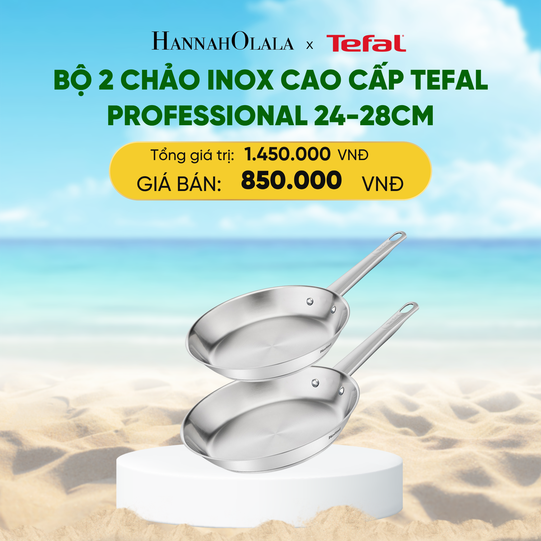Bộ Chảo Inox Tefal Professional 24-26CM